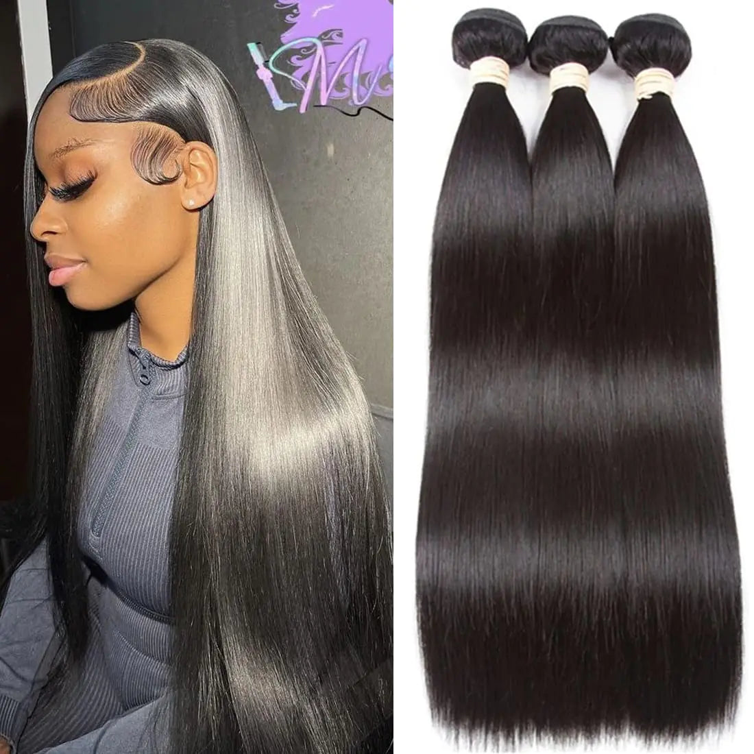 Straight Hair Bundles 16-20 Inch – 3 Bundles 10A Brazilian Virgin Human Hair