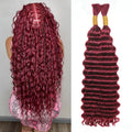 Luxe Bohemian Deep Wave Bulk Hair 20 Inch – Elite Virgin Braiding Collection | Wine Red
