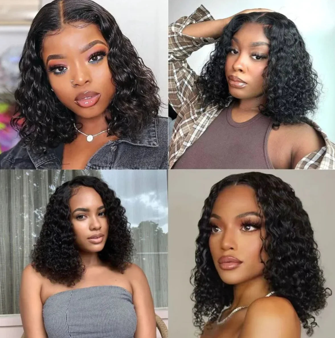 Water Wave Bob Wig 8-16 Inch – Double Drawn Human Hair | Natural Texture