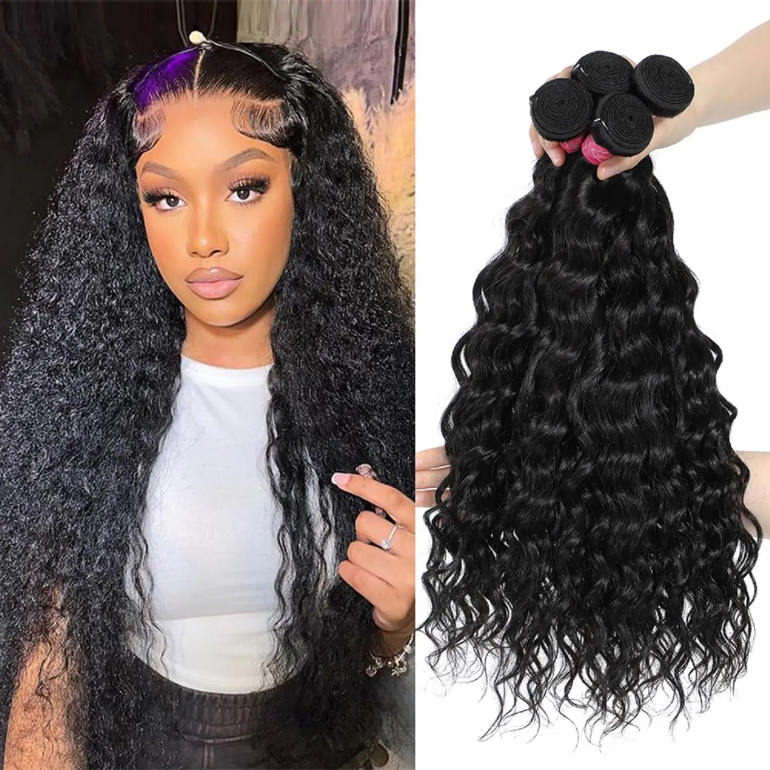 Deep Wave Hair Bundles 16-22 Inch – 4 Bundles 12A Burmese Virgin Human Hair