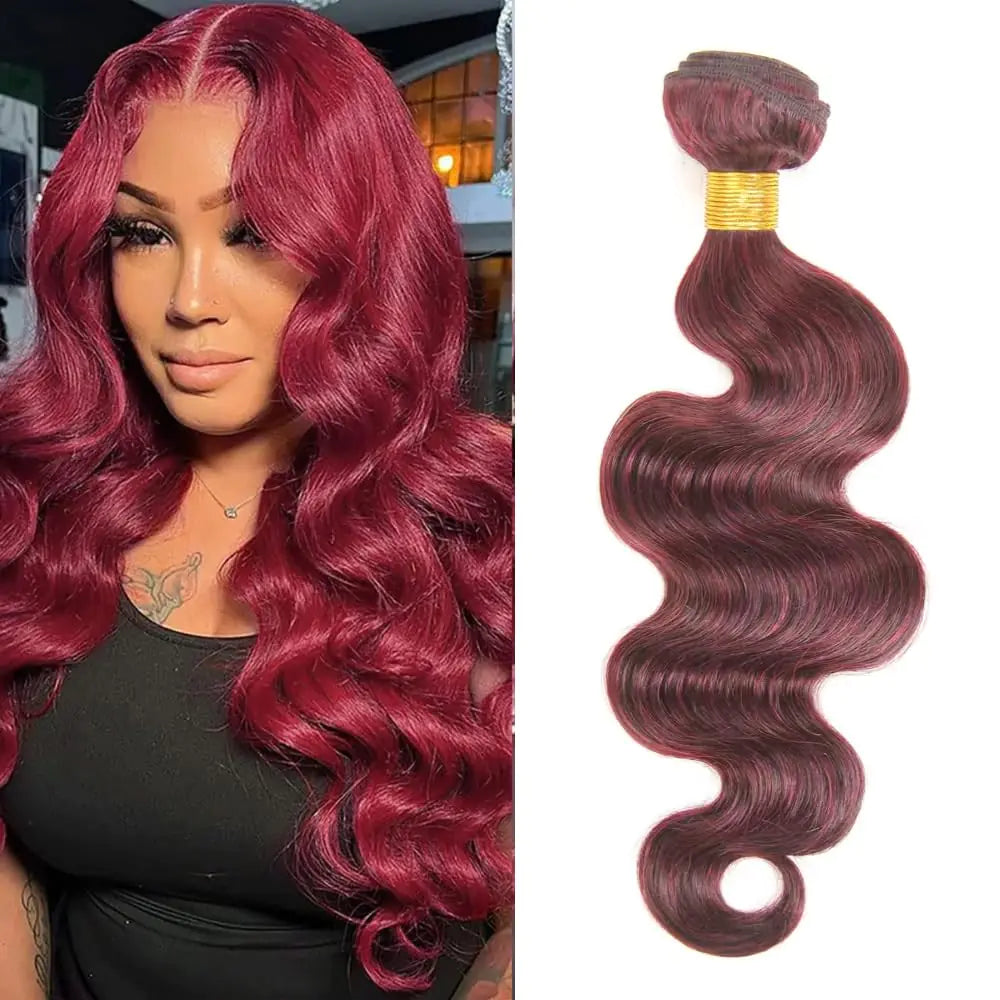 #99J Burgundy Hair Bundles 22 Inch – Body Wave 10A Virgin Human Hair (Rare Color)
