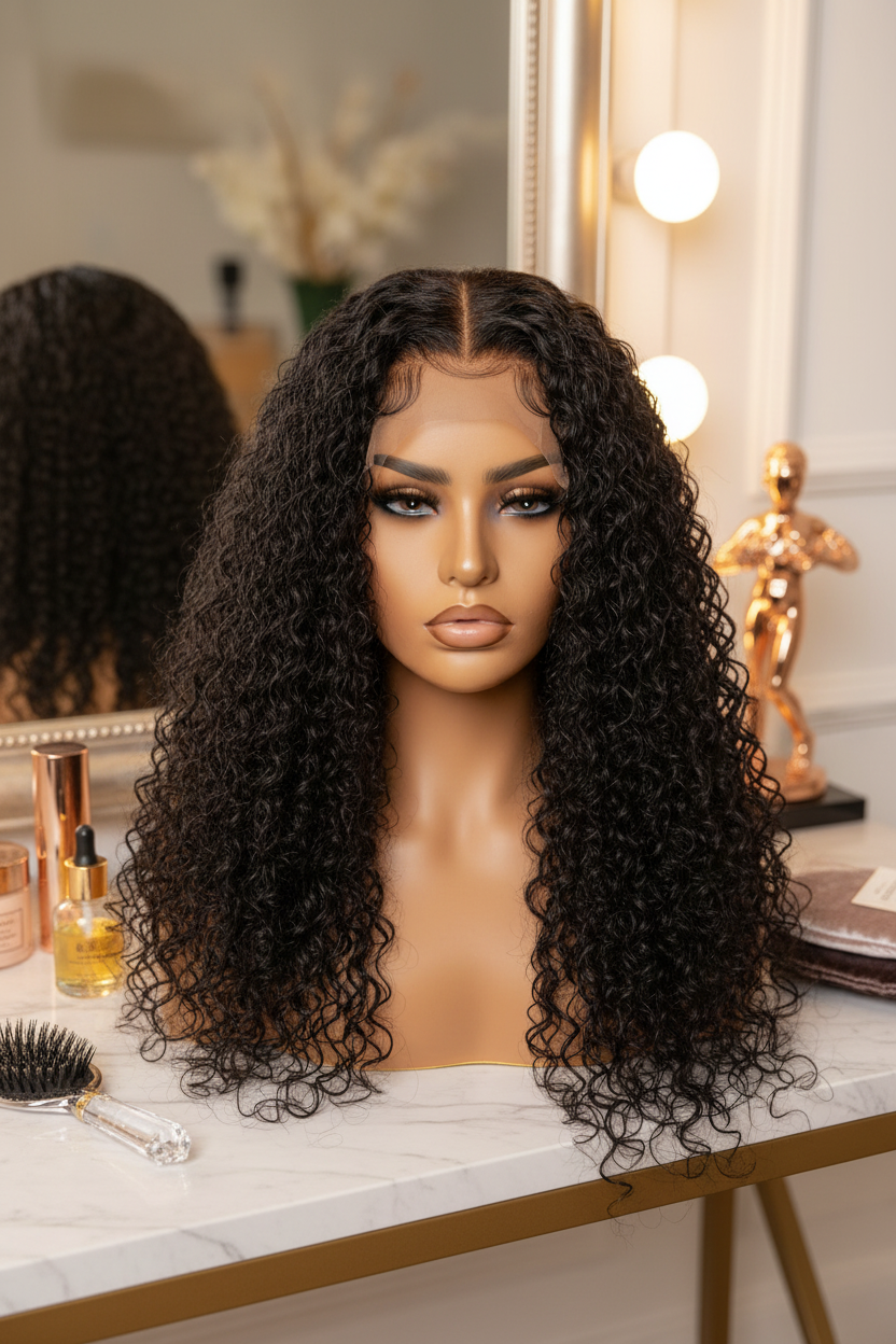 Deep Wave Wig on Mannequin Head