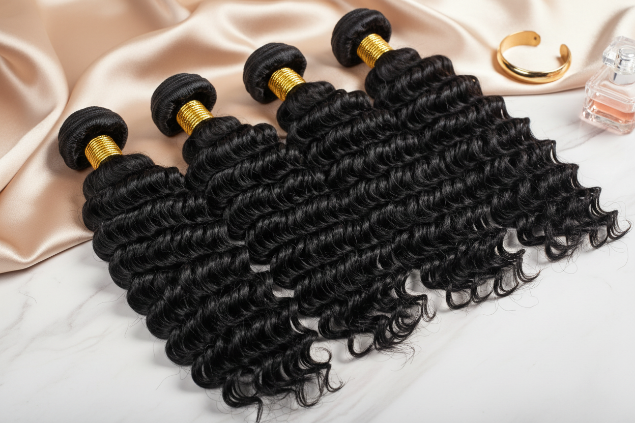Four Bundles of Brazilian Deep Wave Bulk Braiding Hair