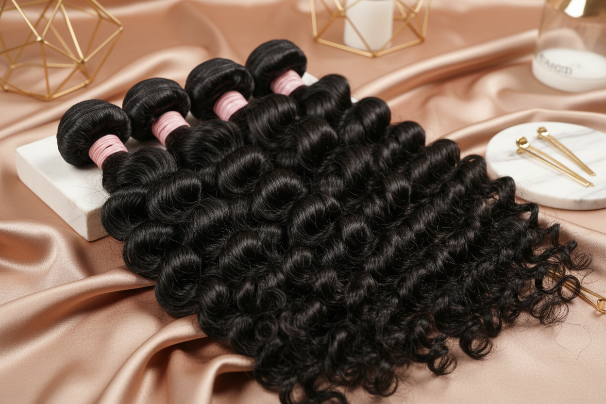 Four Burmese Deep Wave Hair Bundles - Updated