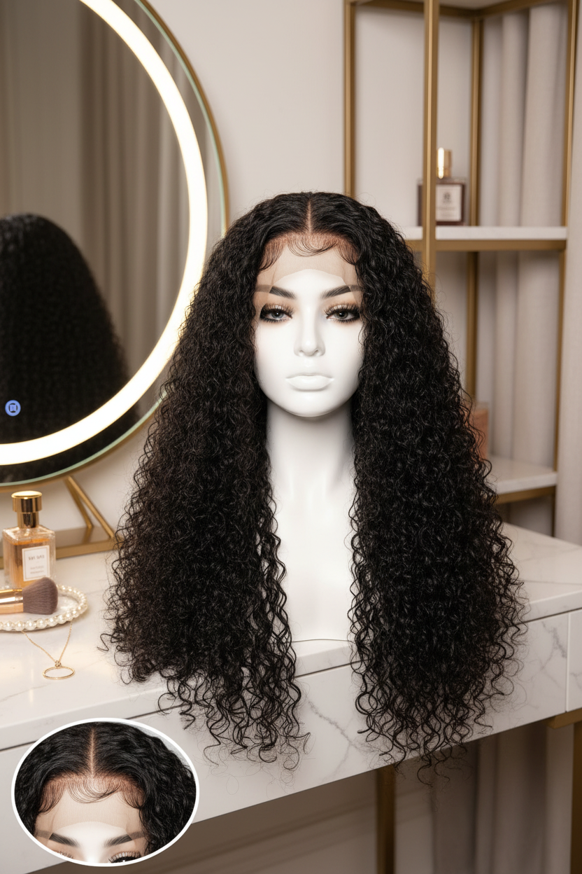 Glueless Lace Front Wig on Mannequin Head - 20 inches