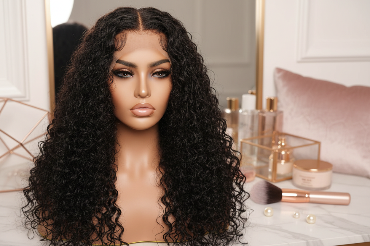 Luxurious Deep Wave Wig in Premium Setting