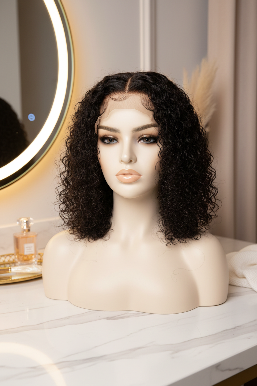 Water Wave Bob Wig on Mannequin Head